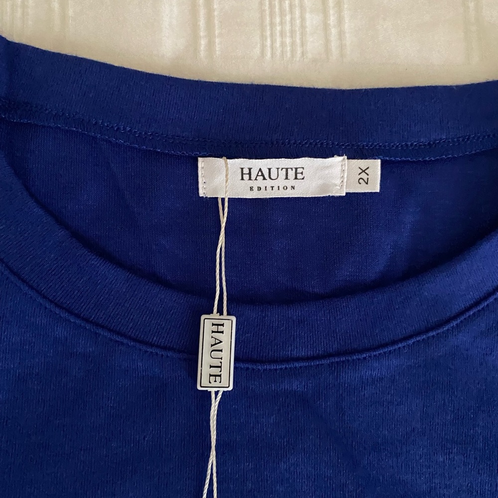 Blue New York Football Graphic Tee Size 2XL Long Sleeve Haute Edition NWT - Picture 3 of 5